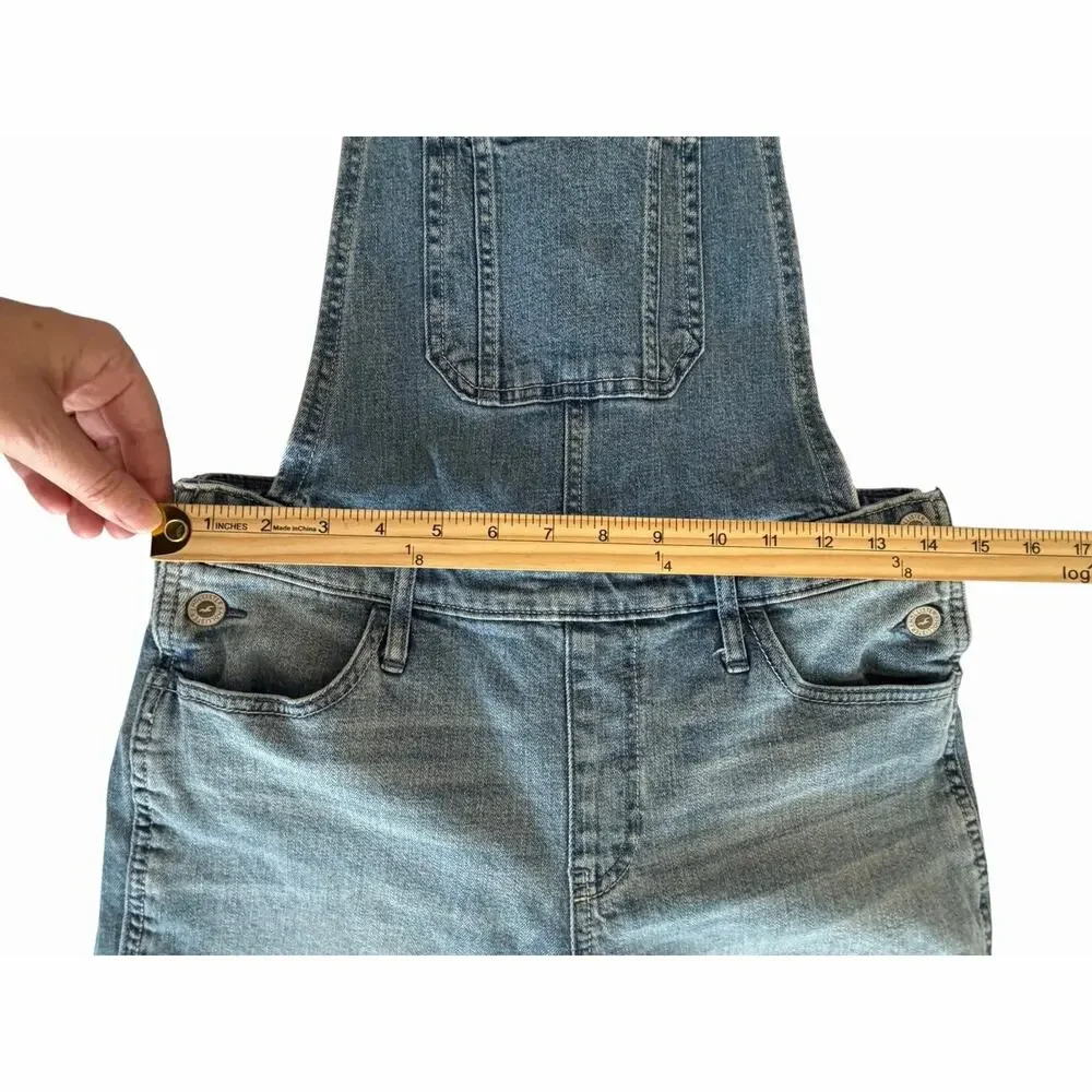 Hollister Boyfriend Denim Overalls Distressed Light Wash Bib Jeans M Coastal